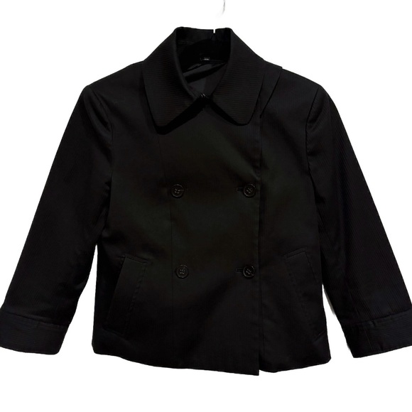 Women's‎ Theory Black Ribbed Double Breasted Blazer Size Small - Picture 3 of 12